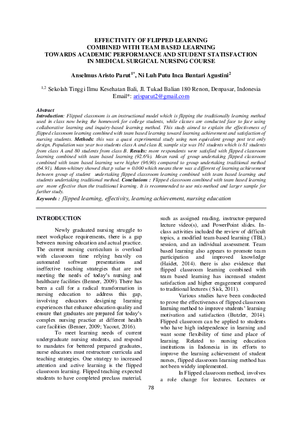 (PDF) Effectivity of Flipped Learning Combined with Team Based Learning ...
