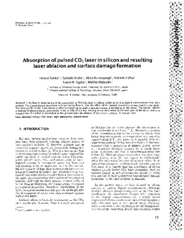 (PDF) Absorption of pulsed CO2 laser in silicon and resulting laser ...