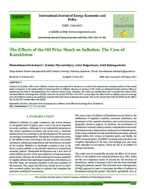 (PDF) The Effects of the Oil Price Shock on Inflation: The Case of ...