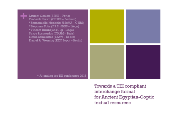 (PDF) Towards a TEI compliant interchange format for Ancient Egyptian ...