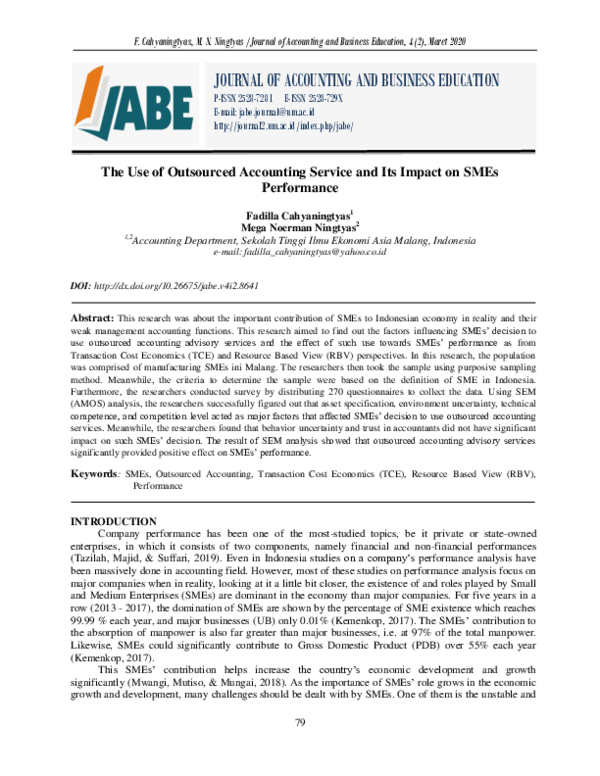 (PDF) The Use of Outsourced Accounting Service and Its Impact on SMEs ...