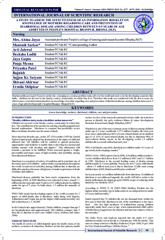 (PDF) A Study to Assess the Effectiveness of an Information Booklet on ...