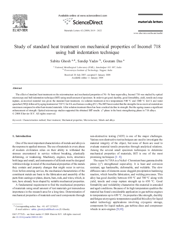(PDF) Study of standard heat treatment on mechanical properties of