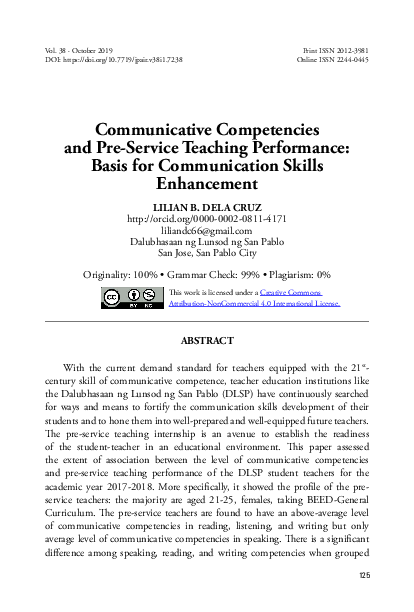 (PDF) Communicative Competencies and Pre-Service Teaching Performance ...