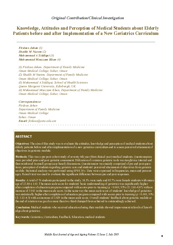 (PDF) Knowledge , Attitudes and Perception of Medical Students about ...