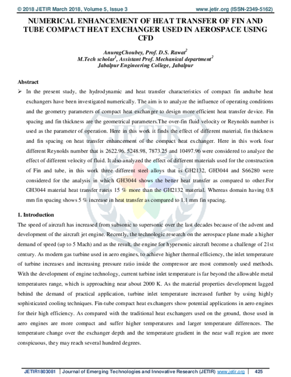 (PDF) Numerical Enhancement of Heat Transfer of Fin and Tube Compact ...