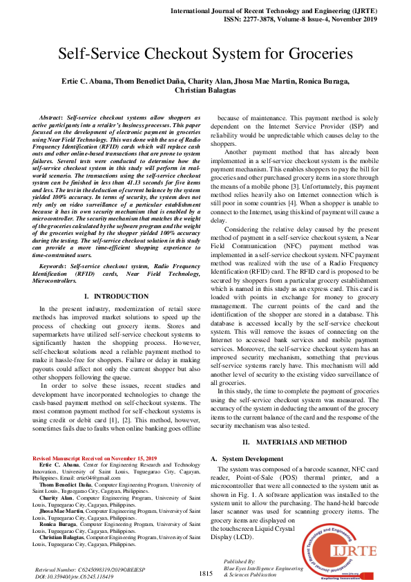 (PDF) Self-Service Checkout System for Groceries