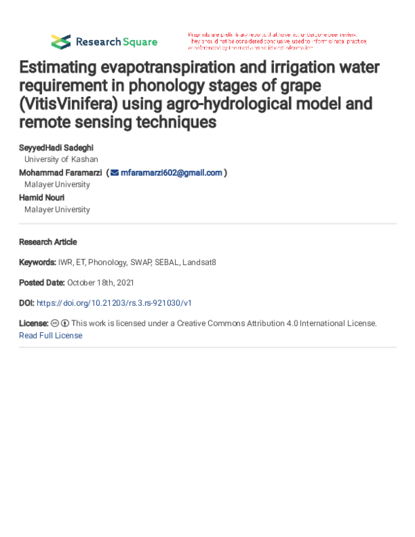 (PDF) Estimating evapotranspiration and irrigation water requirement in ...