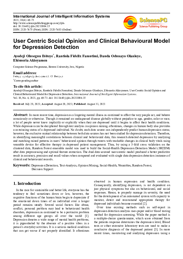 (PDF) User Centric Social Opinion and Clinical Behavioural Model for ...