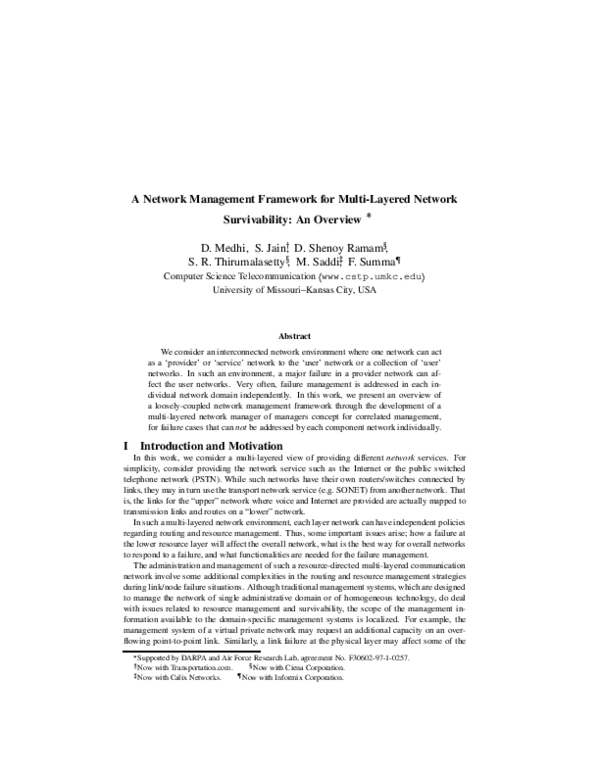 (PDF) A network management framework for multi-layered network ...