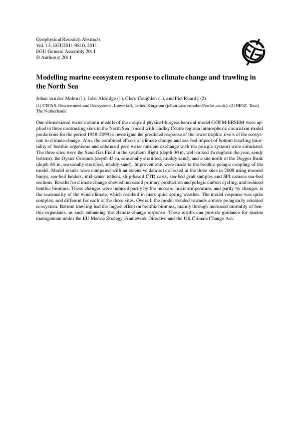 (PDF) Modelling marine ecosystem response to climate change and ...