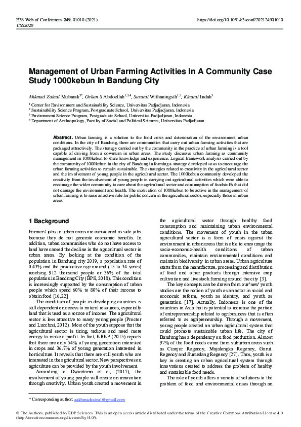 (PDF) Management of Urban Farming Activities In A Community Case Study ...