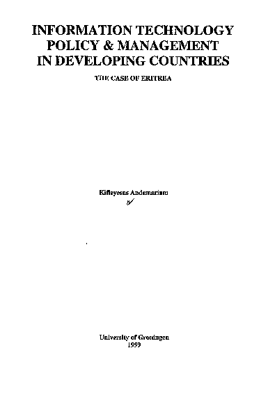 (PDF) Information technology policy and management in developing countries