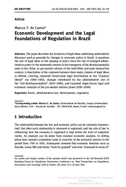(PDF) Economic Development and the Legal Foundations of Regulation in ...