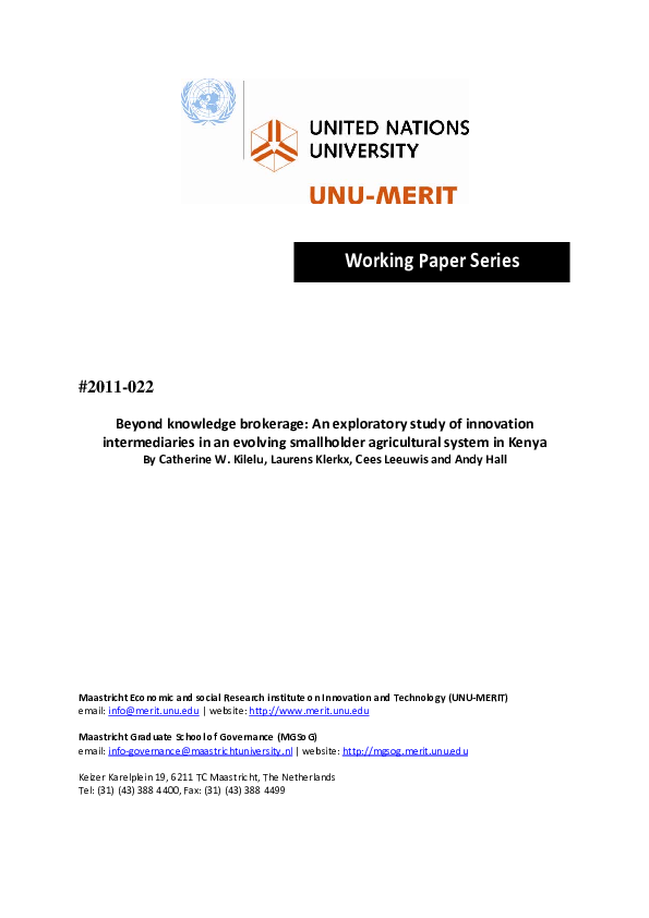 (PDF) Beyond knowledge brokering: an exploratory study on innovation ...