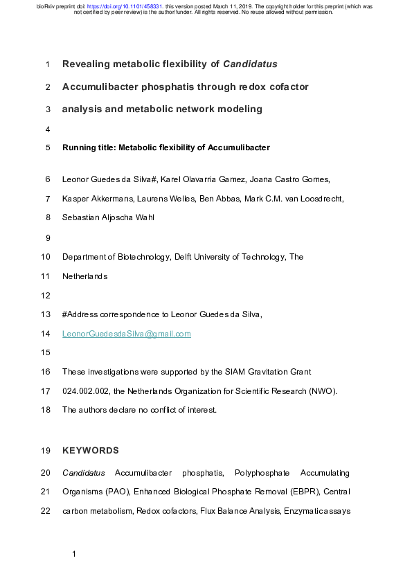 (PDF) Revealing metabolic flexibility of Candidatus Accumulibacter ...