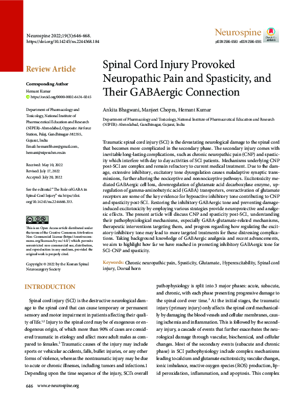 (PDF) Spinal Cord Injury Provoked Neuropathic Pain and Spasticity, and ...