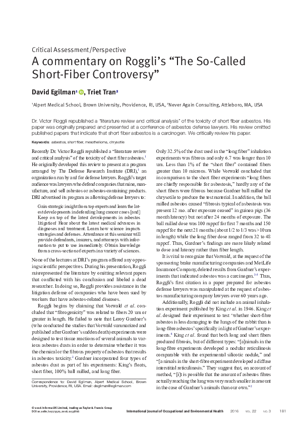 (PDF) A commentary on Roggli’s “The So-Called Short-Fiber Controversy”