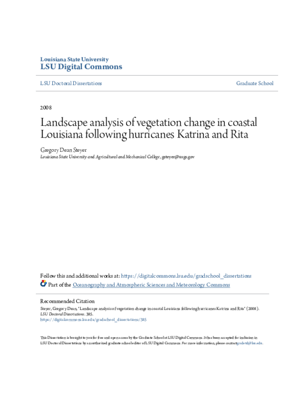 (PDF) Landscape analysis of vegetation change in coastal Louisiana ...
