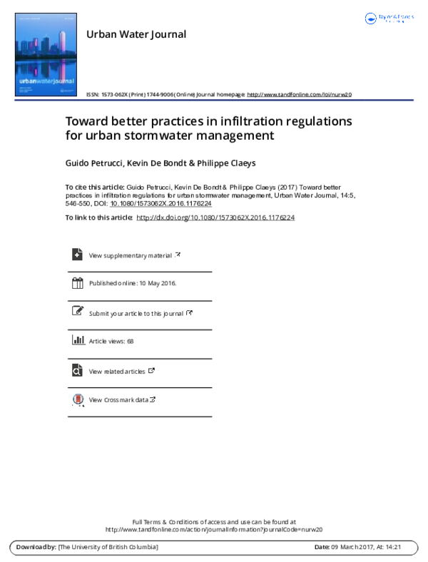 (PDF) Toward better practices in infiltration regulations for urban ...