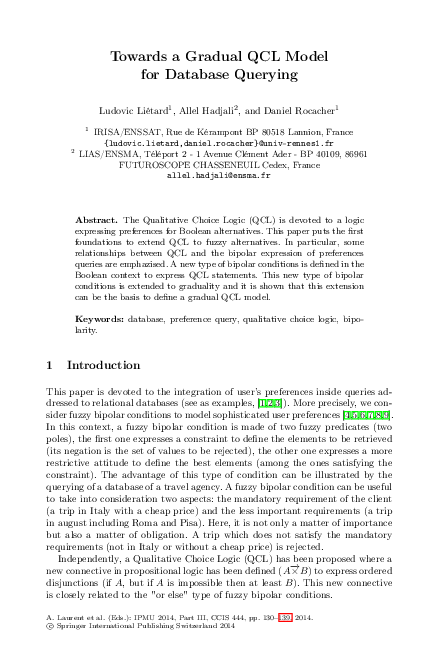 (PDF) Towards a Gradual QCL Model for Database Querying