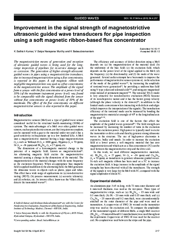 (PDF) Improvement in the signal strength of magnetostrictive ultrasonic ...