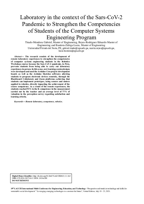 (PDF) Laboratory In The Context Of The Sars-Cov-2 Pandemic To ...