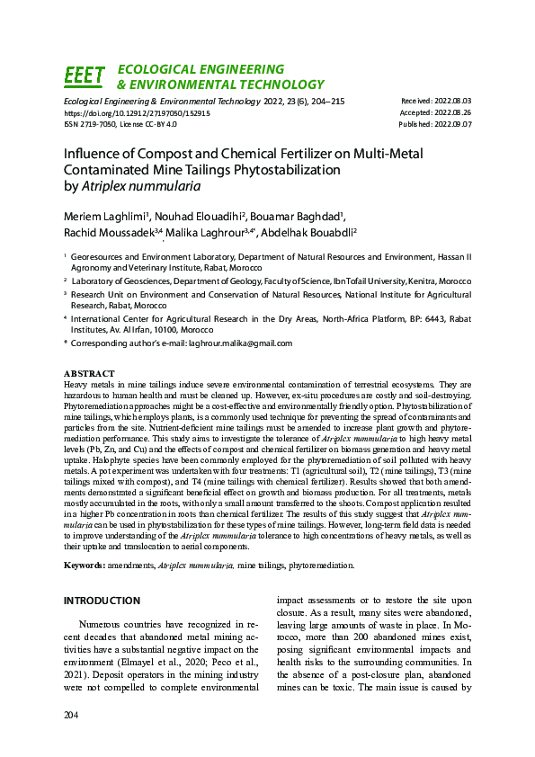 (PDF) Influence of Compost and Chemical Fertilizer on Multi-Metal ...
