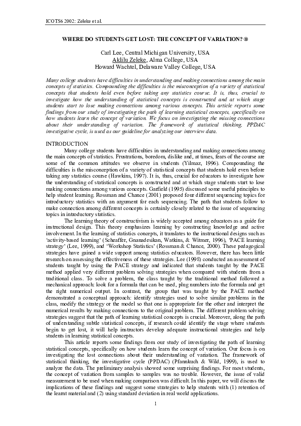 (PDF) Where do students get lost? The concept of variation