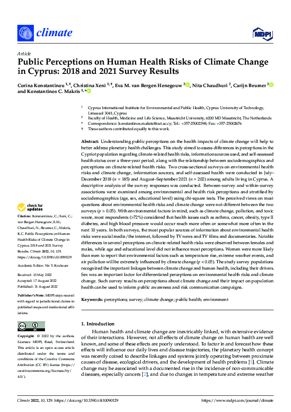 (PDF) Public Perceptions on Human Health Risks of Climate Change in ...
