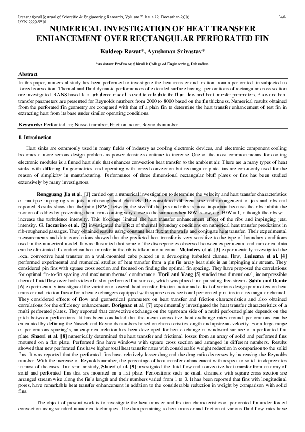 (PDF) Numerical Investigation of Heat Transfer Enhancement Over ...