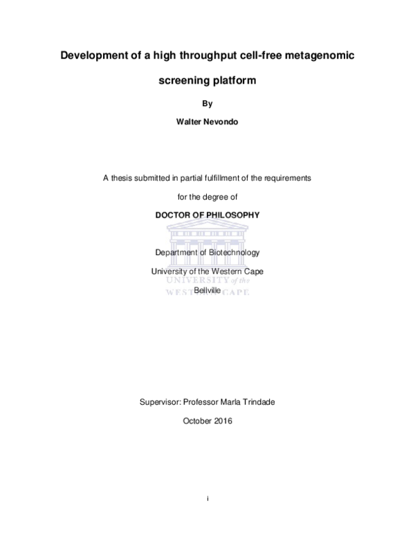 (PDF) Development of a high throughput cell-free metagenomic screening ...