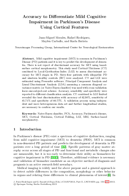 (PDF) Accuracy to Differentiate Mild Cognitive Impairment in Parkinson ...