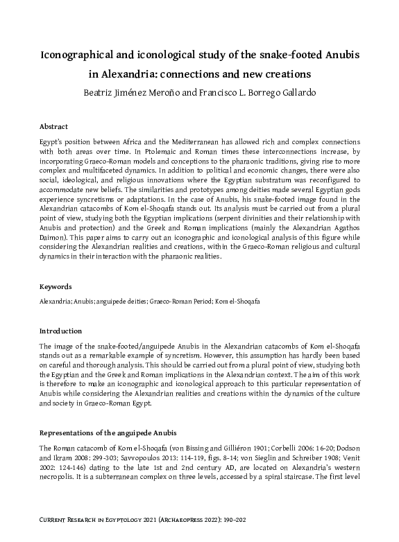 (PDF) Iconographical and iconological study of the snake-footed Anubis ...