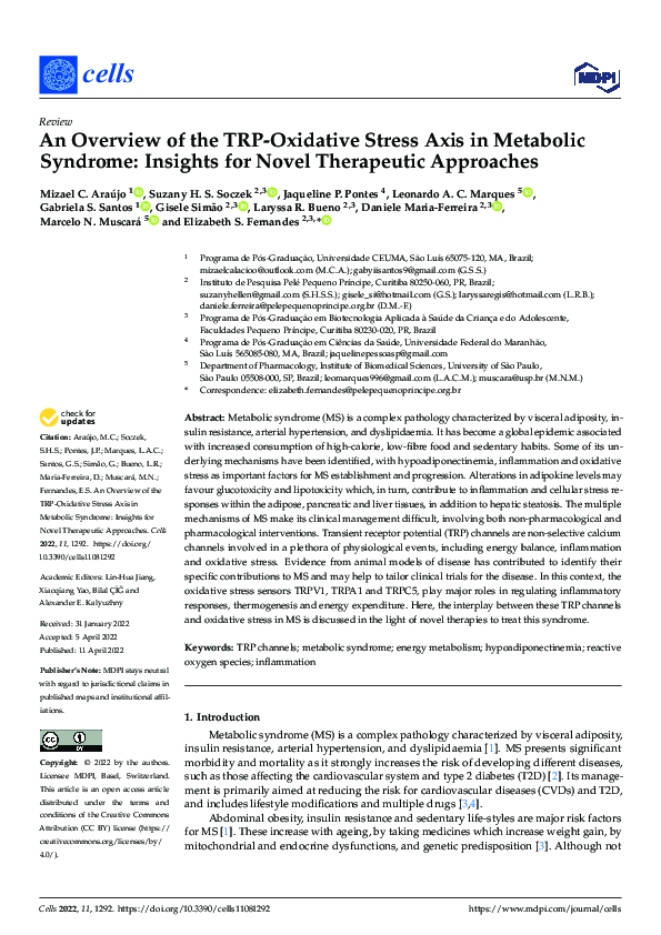 (PDF) An Overview of the TRP-Oxidative Stress Axis in Metabolic ...