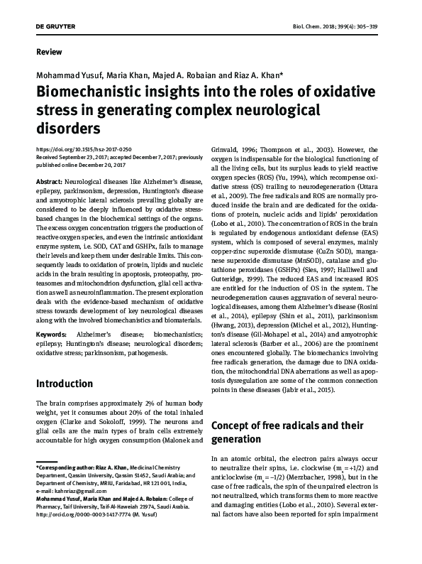 (PDF) Biomechanistic insights into the roles of oxidative stress in ...