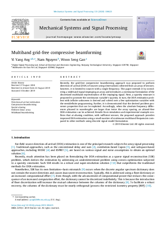 (PDF) Multiband grid-free compressive beamforming