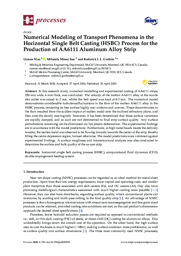 (PDF) Numerical Modeling of Transport Phenomena in the Horizontal ...
