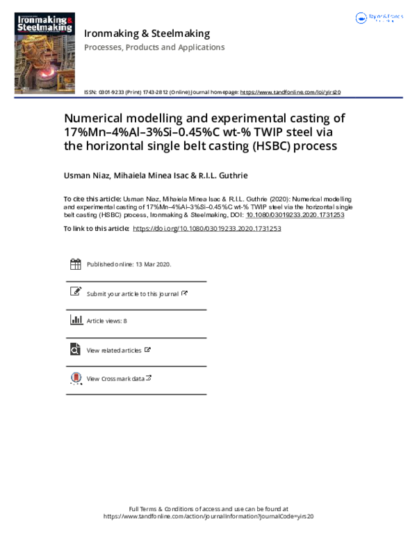 (PDF) Numerical modelling and experimental casting of 17%Mn–4%Al–3%Si–0 ...