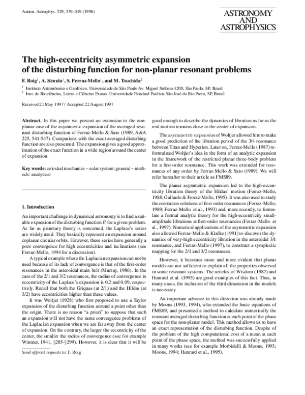 (PDF) The high-eccentricity asymmetric expansion of the disturbing ...
