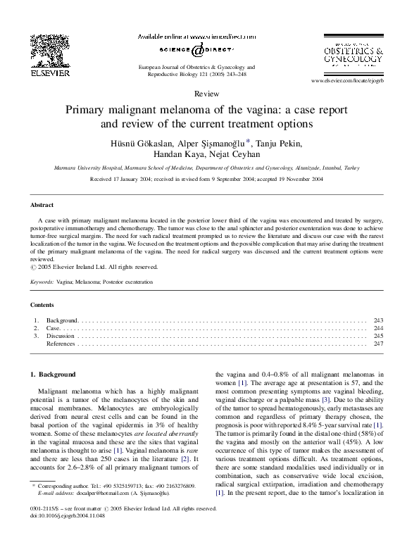 (PDF) Primary malignant melanoma of the vagina: a case report and ...