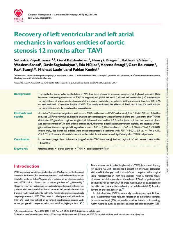 (PDF) Recovery of left ventricular and left atrial mechanics in various ...