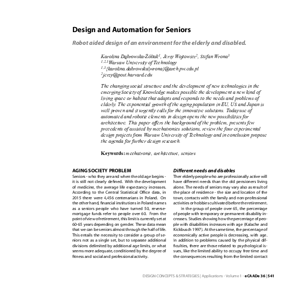 (PDF) Design and Automation for Seniors - Robot aided design of an ...