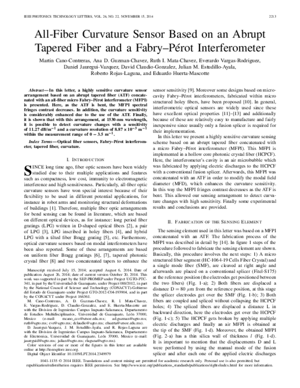 (PDF) All-Fiber Curvature Sensor Based on an Abrupt Tapered Fiber and a ...