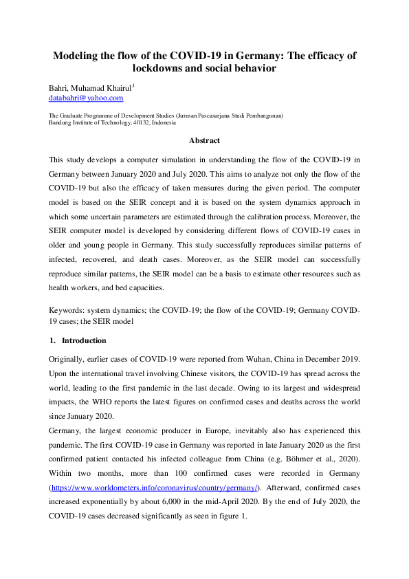 (PDF) Modeling the flow of the COVID-19 in Germany: The efficacy of ...