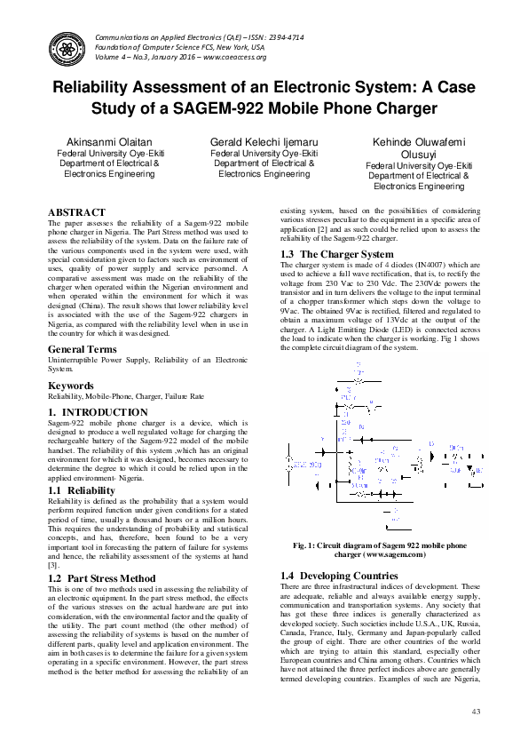 (PDF) Reliability Assessment of an Electronic System: A Case Study of a ...