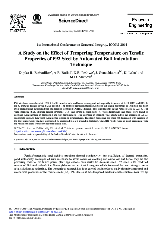 (PDF) A Study on the Effect of Tempering Temperature on Tensile