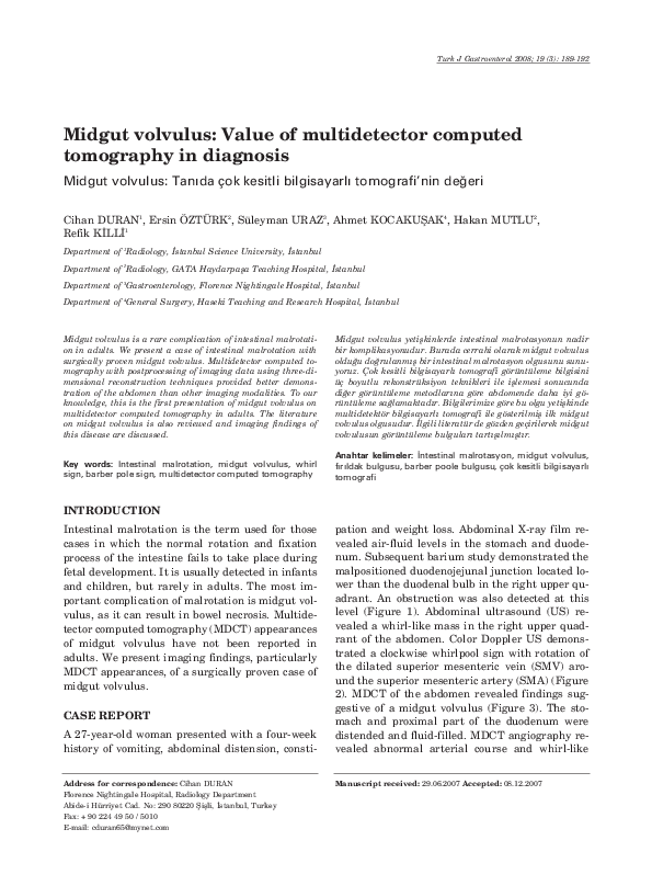 (PDF) Midgut volvulus: value of multidetector computed tomography in ...