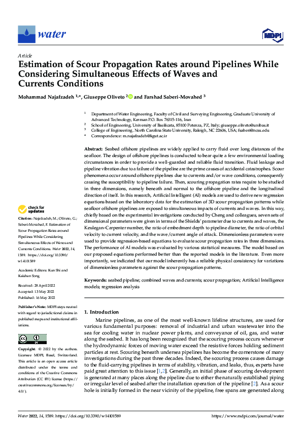 (PDF) Estimation of Scour Propagation Rates around Pipelines While ...