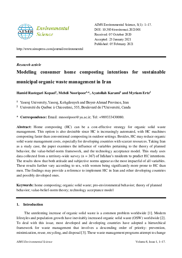 (PDF) Modeling consumer home composting intentions for sustainable ...